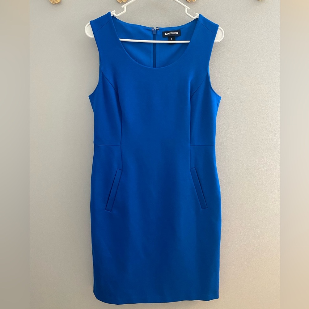 Lands’ End Size 8 Royal Blue Staple Dress All Seasons Office Appropriate